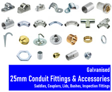 25MM GALVANISED STEEL CONDUIT FITTINGS SADDLES COUPLERS LIDS BUSHES INSPECTION