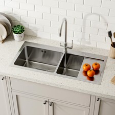 Stainless Steel Kitchen Sink Single Double Bowl with Drainer & Free Waste Kits