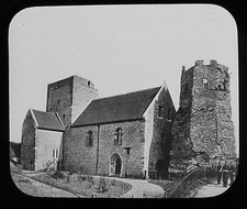 Glass Magic Lantern Slide ST MARYS CHURCH DOVER C1890 VICTORIAN PHOTO ENGLAND 