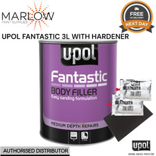 UPOL FANTASTIC POLYESTER CAR BODY FILLER 3LTR -  WITH BPO HARDENER + SPREADER