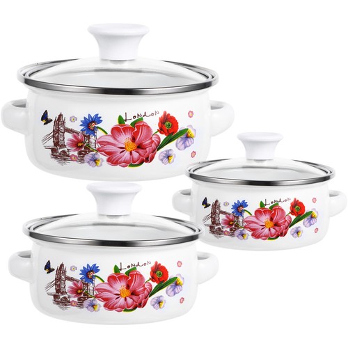 Pcs enamel cooking - 3, set