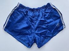 VINTAGE ADIDAS 1980'S RUNNUNG FOOTBALL SHORTS NYLON BLUE SIZE L ADULT