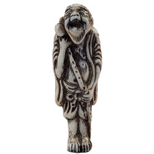 Japanese Antique Hirado Porcelain Netsuke Old Man Cane & Gourd Chokaro Sennin