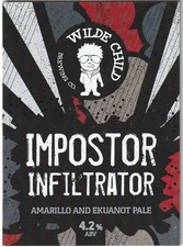 USED PUMP CLIP FRONT - WILD CHILD BREWING CO - IMPOSTOR INFILTRATOR PALE