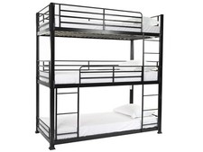 Bunkit Contract No Bolt Heavy Duty Triple 3 Tier Metal Bunk Bed in Black 5 year