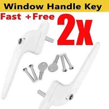 2x UPVC Universal Window Handle Inline Locking Espag Double Glazing White 40mm