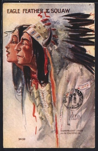 Artist postcard eagle feather - postcard,