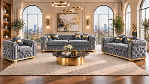 Large seater chesterfield - large, 3+2
