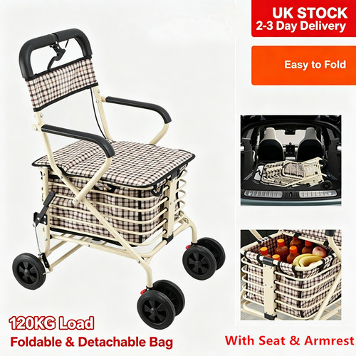 Elderly shopping trolley with - elderly,