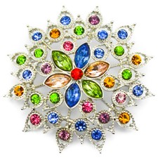 NEW SILVER BROOCH PINS LARGE CRYSTALS BOUQUET SCARF WEDDING BRIDE LADIES MOTHER
