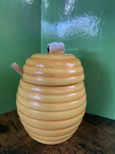 Beehive honey pot - honey, ceramic/
