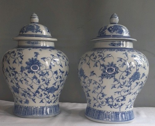 Pair vintage blue white - of,