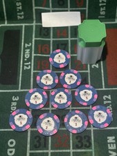 10 total chips - Rare $1 Paulson World Top Hat And Cane WTHC Poker Chips Clay