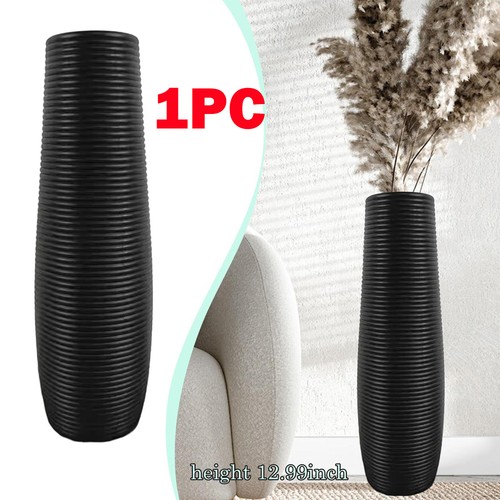 Black tall floor vase - black,