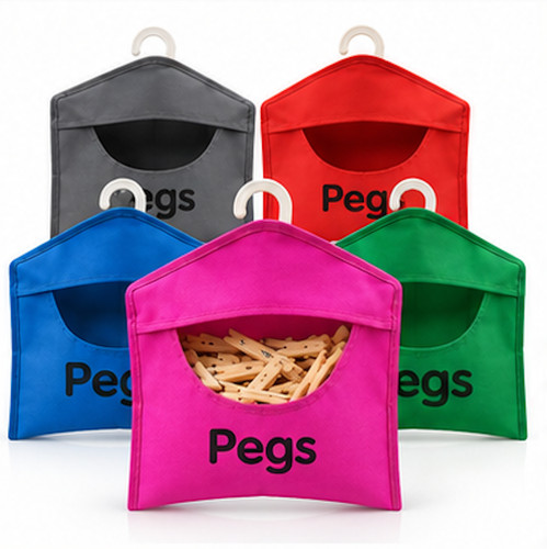 Fabric clothes peg bag with - fabric,