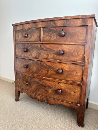 Victorian mahogany veneer bow - mahogany,