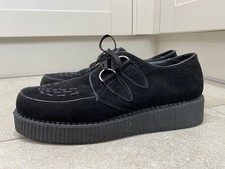 Mens Creeper Crepe Soles Teddy Boy Rockabilly Shoes Black Suede UK 9