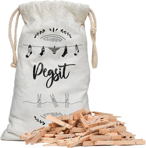100x wooden pegs - with, peg