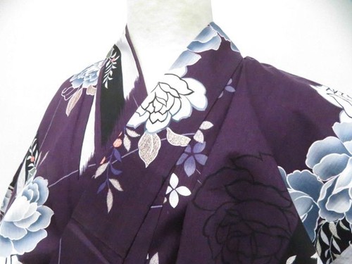 Japanese kimono yukata purple - kimono,
