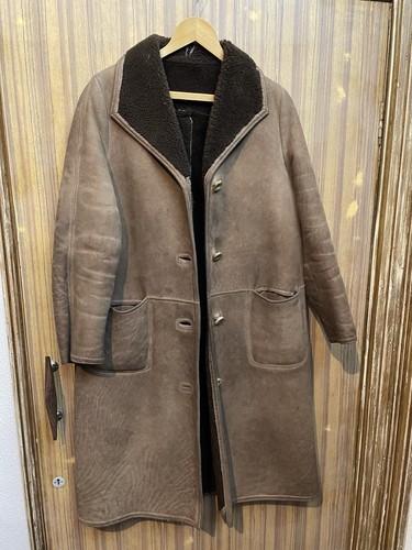 Brown sheepskin shearling coat - shearling,