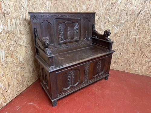 Victorian carved oak box - carved,