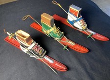 Vintage Ski / Ski Boot Matchbox Matchbook holder with Ski Pole Set of 3