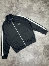 Fred Perry Track Jacket Black with White Stripe Men's Size L