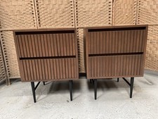 Fishe & Lilly Bedside Tables Pair Walnut Stained Mango Wood RRP400