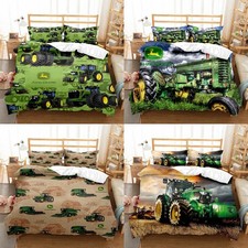 Kids The tractor Print Quilt Duvet Cover Bedding Set + Pillowcase Single Double