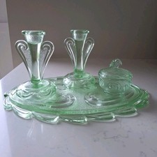 Green Glass Dressing Table Set