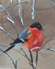 ORIGINAL Painting " BULLFINCH"
