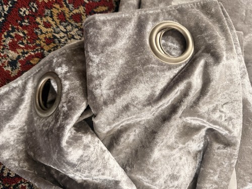 Vintage silver velvet curtains - vintage,