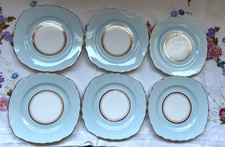 Vintage Colclough china baby blue Harlequin Ballet Tea Plates x 6