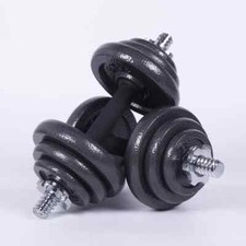 20KG Adjustable Dumbbells Pair Cast Iron Weights Set Gym Fitness Barbell