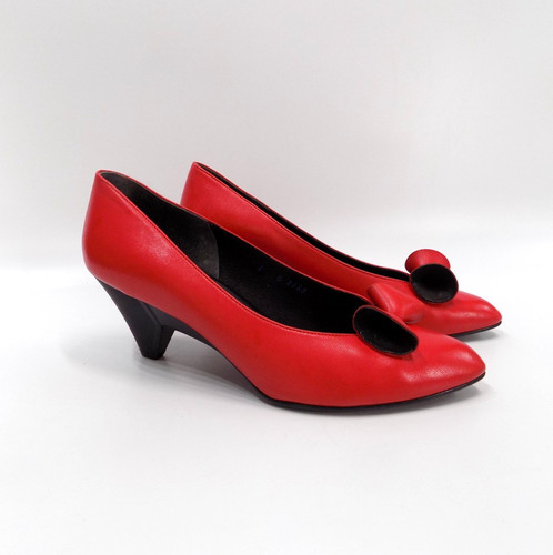 Red leather block heel - block,