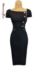 Karen Millen Size UK 16 VINTAGE MILITARY TAILORED ZIP PENCIL DRESS IN BLACK