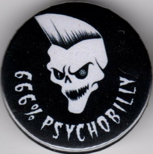 666 psychobilly pin button - psychobilly,