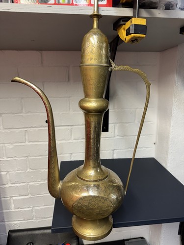 Vintage etched brass - etched, coffee