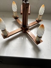 Art deco 4 Branch Wooden Light Fitting With Candle Bulbs