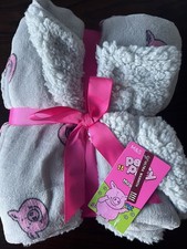Marks & Spencer Grey Percy Pig Throw / Blanket Size 120 x 150cm New