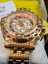 Invicta - EXCURSION - Gold Plated SS Case & Bracelet Abalone in Dial mens watch 