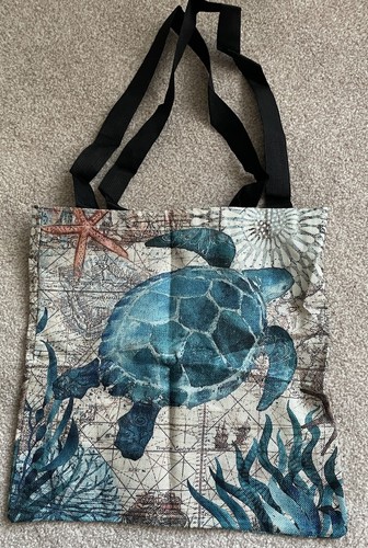Textile sea turtle tote bag - textile,