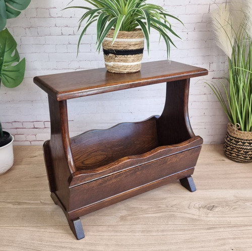 Vintage oak magazine - magazine, rack