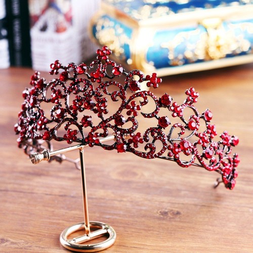 Red crystal flower tiara - crystal, crown