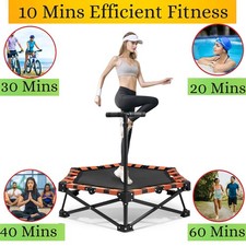 36-Inch Folding Mini Fitness Trampoline Aerobic Exercise Rebounder with Handbar