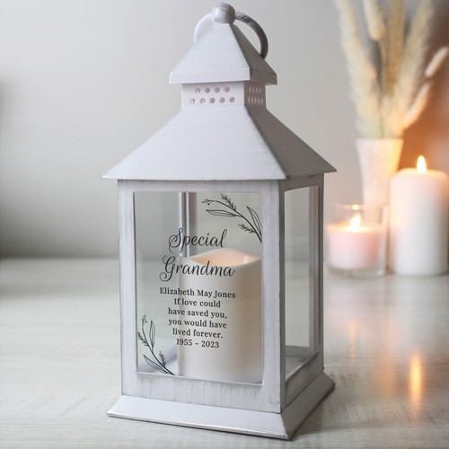 Personalised white led lantern - led,