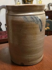 Antique American Stoneware Crock Blue Decorated 19th C Mid-Atlantic Salt Glaze