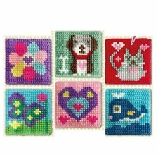 3 x Beginners Child Cross Stitch Cat Dog Heart Whale Flower Butterfly Age 6+