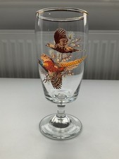 Retro Beer Glass Pheasants