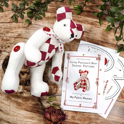 Jointed memory bear patchwork - jointed, bear,